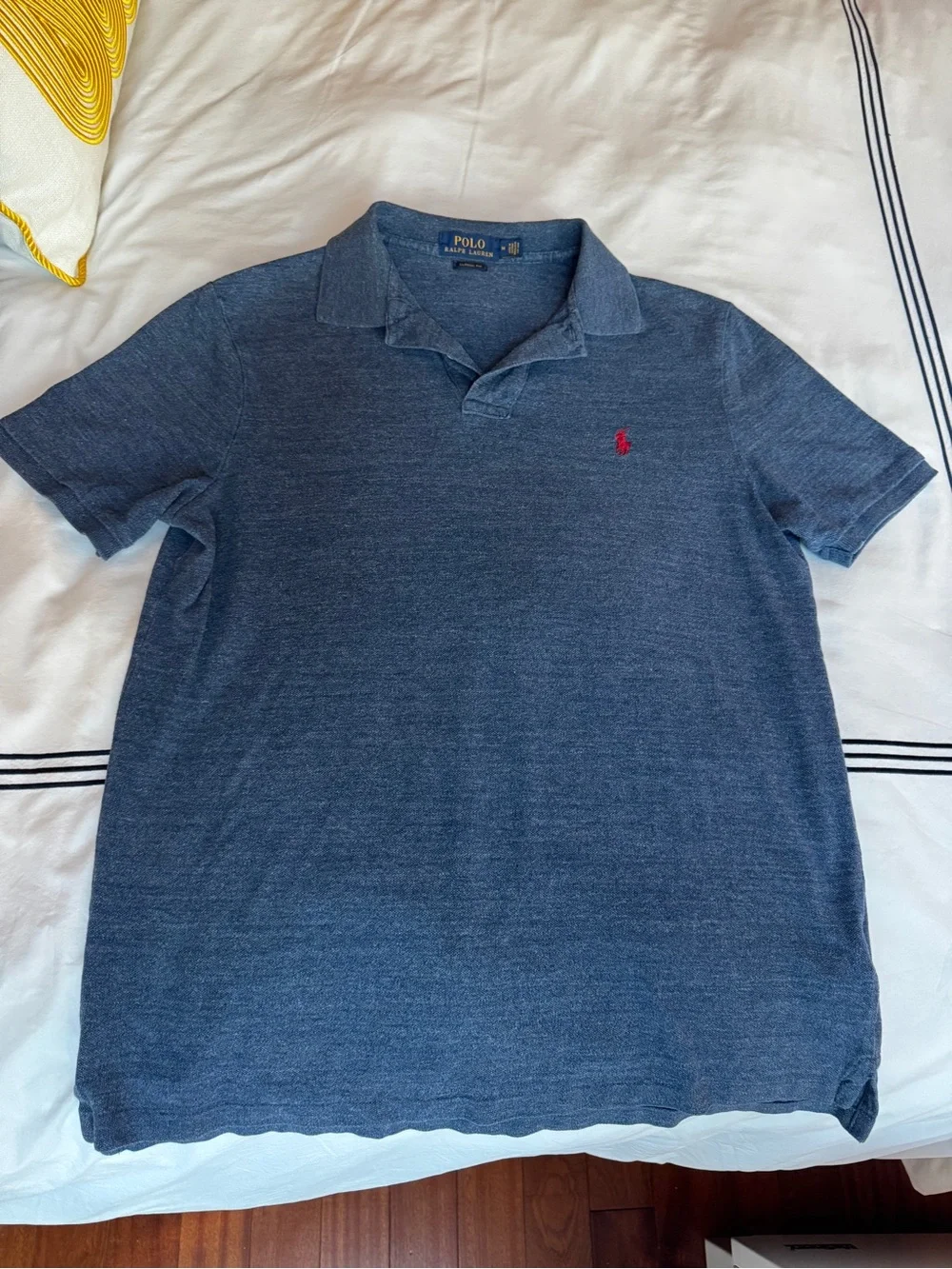 Polo Ralph Lauren Men’s Heathered Navy Blue Polo Shirt with Red Pony